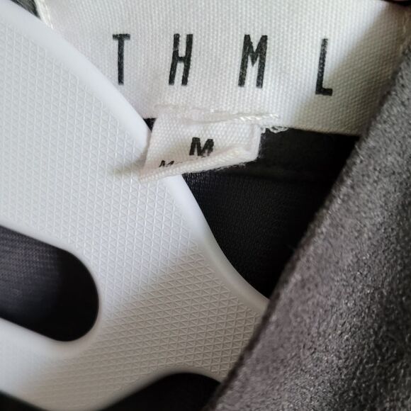 THML Gray Faux Suede Boho Dress with Floral Embroidery Medium - Picture 12 of 14